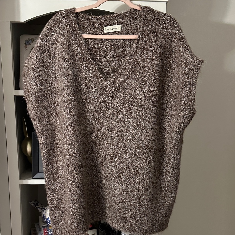 Cozy V-Neck Brown Sweater Vest
